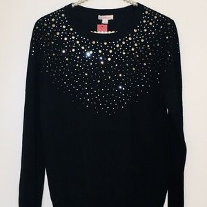 Merona Black Embelished Rhinestone Sweater Size XL